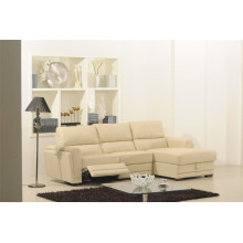 Beige Color Leather Sofa Automatic Recliner